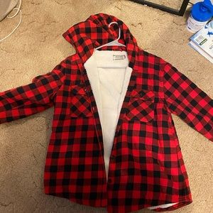 Flannel jacket with hood